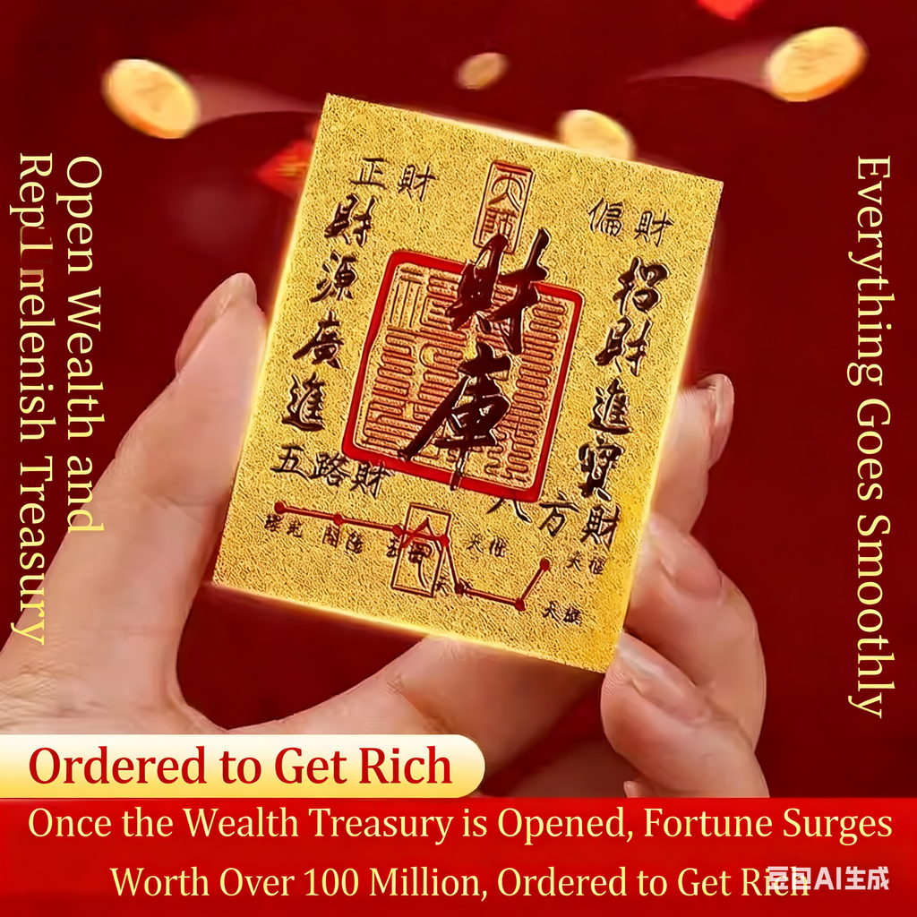 Wealth Treasury Gold Foil Phone Sticker – Double-Sided Fortune & Prosperity Talisman